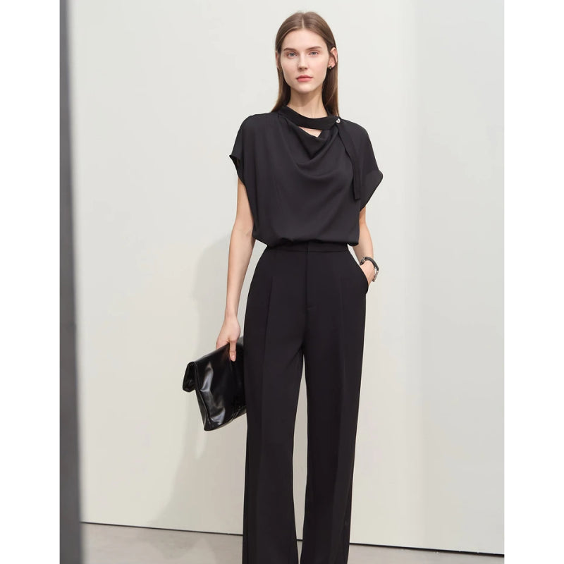 Solid chiffon blouse, view 7 - MRSLM