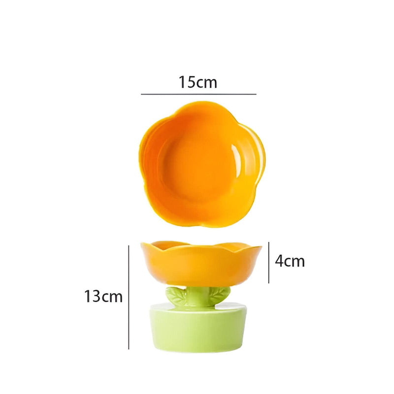 flower-shaped ceramic cat bowl, view 11 - MRSLM