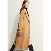 minimalist wool coat with contrast stitching, view 4 - MRSLM