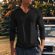 men's loose lapel long sleeve t-shirt, view 12 - MRSLM