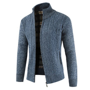 Men's fleece-lined stand-collar knit cardigan, view 6 - MRSLM