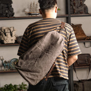 retro canvas crossbody waist bag, view 3 - MRSLM