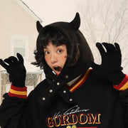 Plush bomber hat with devil ears, view 6 - MRSLM