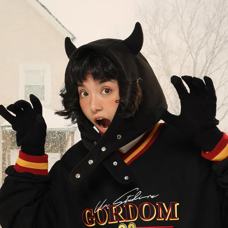 Plush bomber hat with devil ears, view 6 - MRSLM