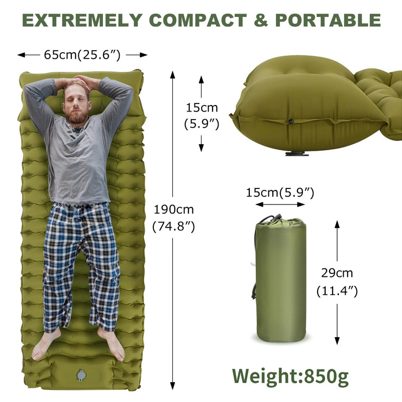 inflatable camping mattress with pillow and pump, view 8 - MRSLM