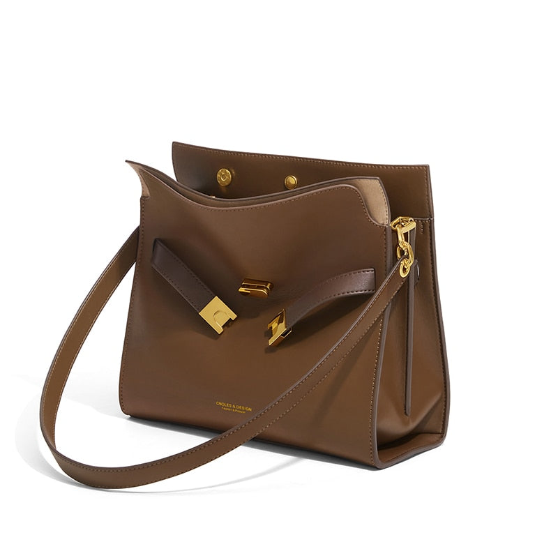 split leather bucket tote, view 6 - MRSLM