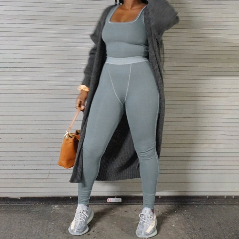 women's vest and cropped pants sports yoga suit - MRSLM