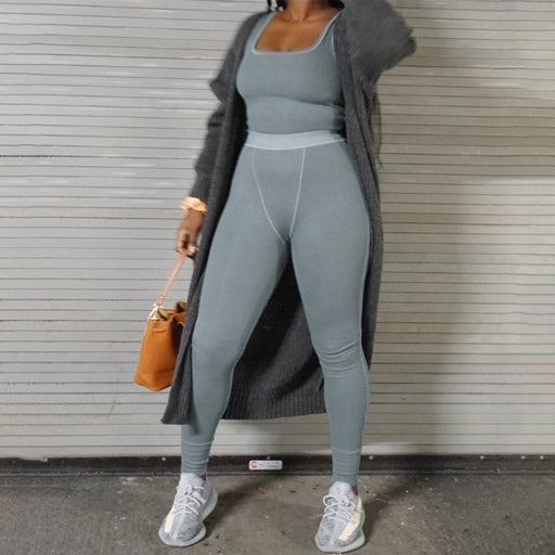 women's vest and cropped pants sports yoga suit - MRSLM