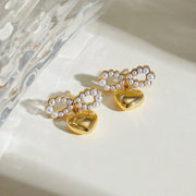 pearl bowknot heart pendant earrings, view 4 - MRSLM