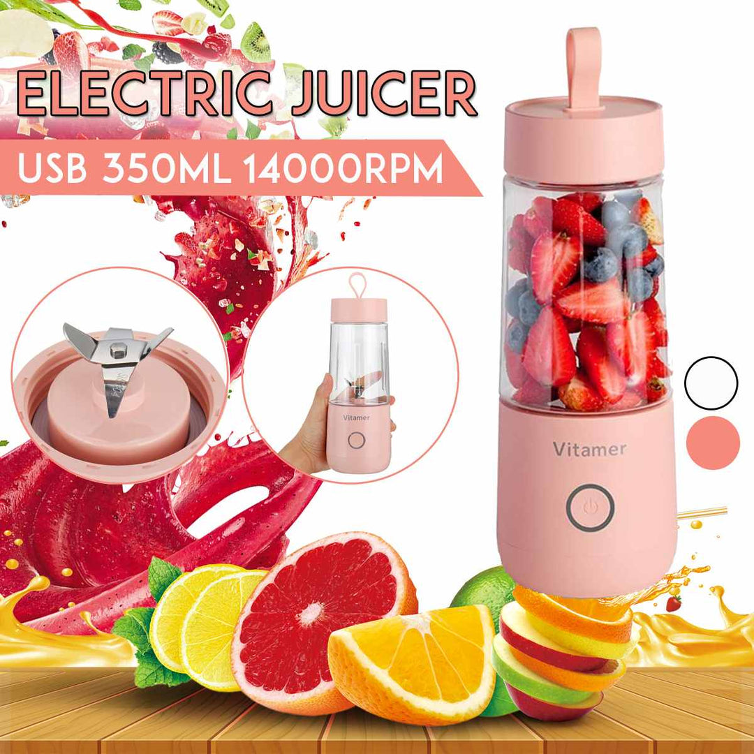 350ml Portable Blender Juicer Electric USB Rechargeable Mixer Smoothie Slushy Cup Fresh Juice Blender Bottle USB Charging Kitchen Gadgets