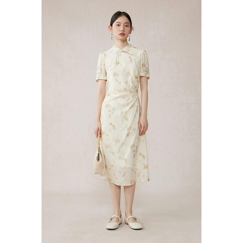 floral embroidered cheongsam dress, view 3 - MRSLM