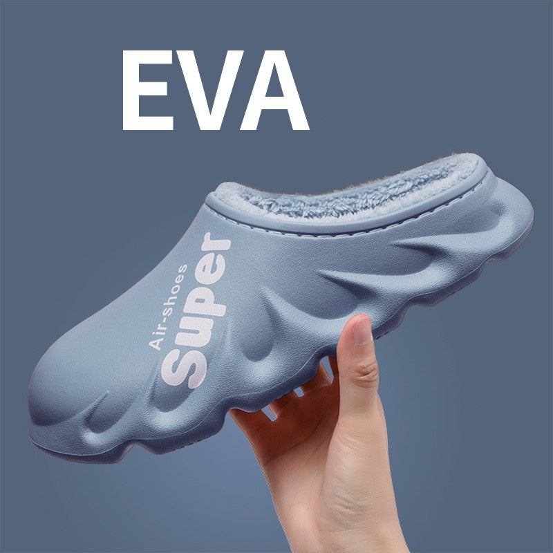 Home Slippers EVA Waterproof Warm Plush Indoor Shoes Couple Shoes