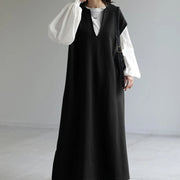 women's loose V-neck autumn winter dress, view 3 - MRSLM