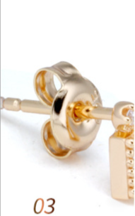t square white zirconium earrings, view 7 - MRSLM