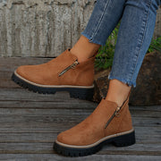 Women's suede chunky side-zip ankle boots, view 10 - MRSLM