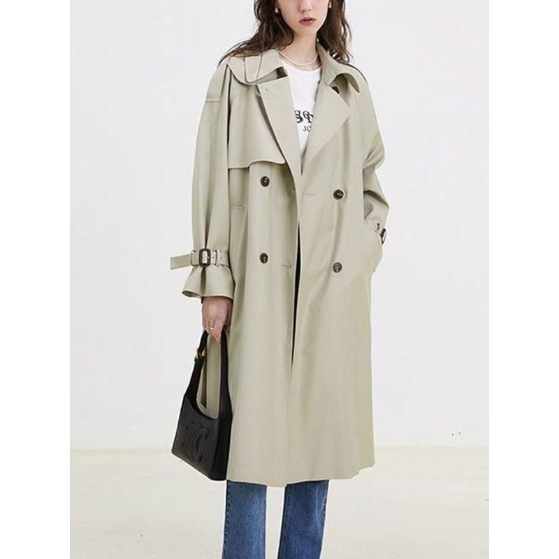 long sleeve double-breasted trench coat, view 3 - MRSLM