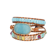 hand-woven leather stone bracelet, view 2 - MRSLM