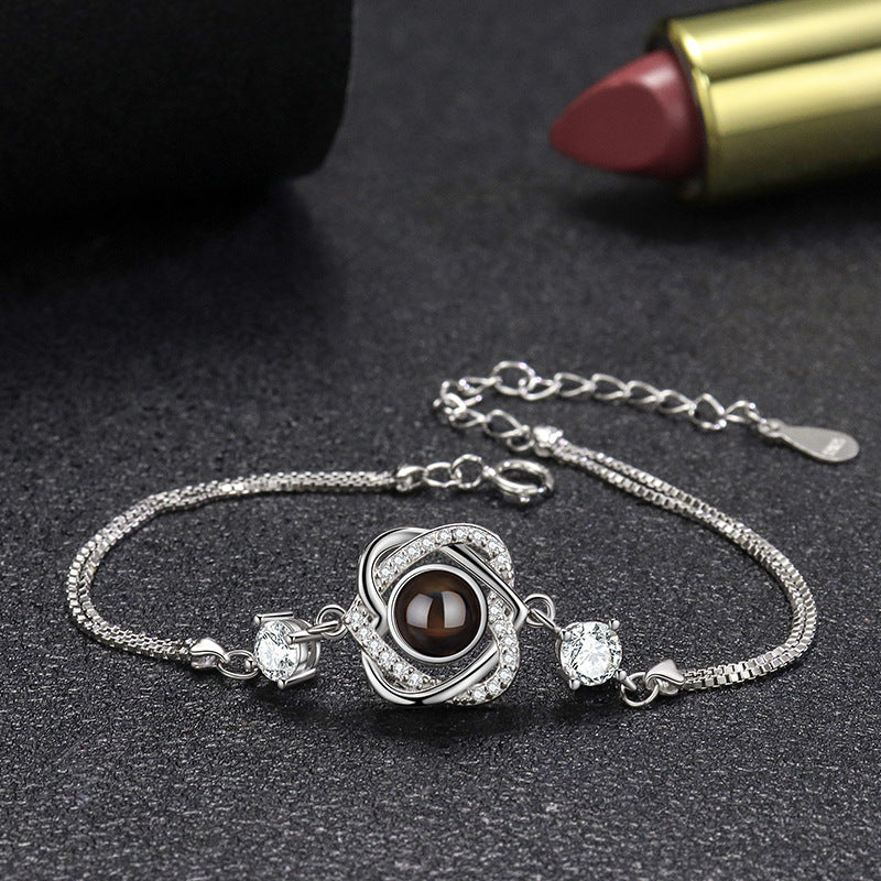 100 language projection heart bracelet, view 5 - MRSLM
