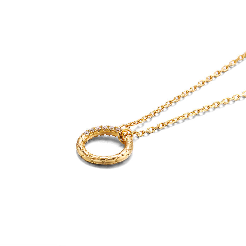 double-sided zircon ring necklace, view 5 - MRSLM