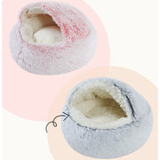 cozy round plush cat bed, view 12 - MRSLM