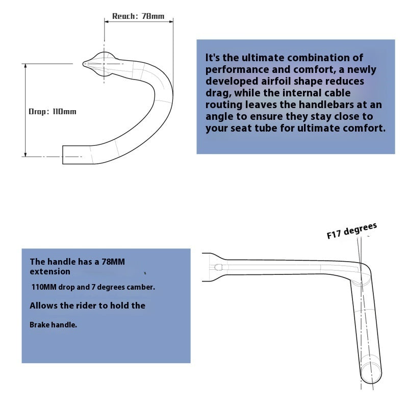 carbon fiber road bicycle handlebar, view 4 - MRSLM