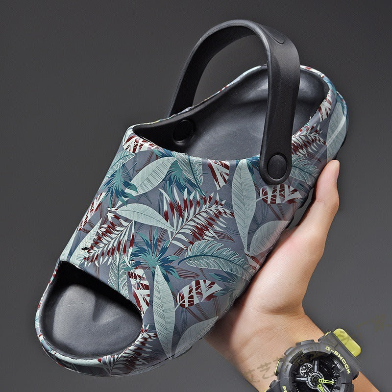 men's leaf print plastic sandals - MRSLM
