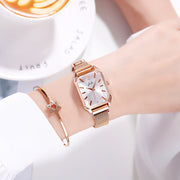 women's simple rectangular leather watch, view 13 - MRSLM