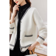 v neck knitted cardigan for women, view 4 - MRSLM