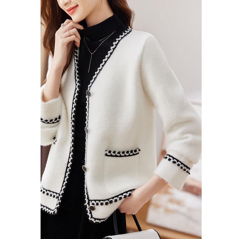 v neck knitted cardigan for women, view 4 - MRSLM