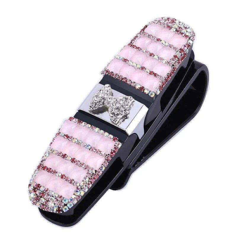 rhinestone flower car sunglass holder, view 5 - MRSLM