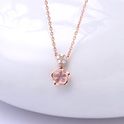pink crystal heart necklace, view 2 - MRSLM