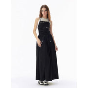 black backless bandage maxi dress with pockets, view 4 - MRSLM