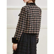 retro plaid long sleeve office coat, view 4 - MRSLM