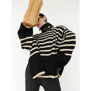 women's loose striped turtleneck sweater, view 5 - MRSLM