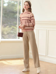 women's mock neck jacquard sweater, view 6 - MRSLM