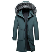 men's hooded mid-length down jacket, view 3 - MRSLM