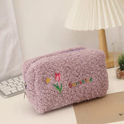 cute embroidered flowers cosmetic bag, view 6 - MRSLM
