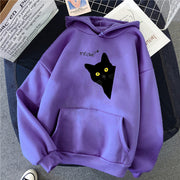 black cat print hooded sweater - MRSLM
