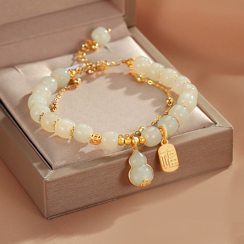 hetian jade silver gourd double bracelet, view 5 - MRSLM