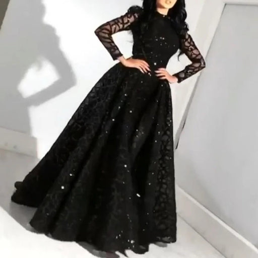 Women's long sleeve black dress - MRSLM