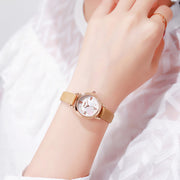 small round leather strap ladies quartz watch, view 7 - MRSLM