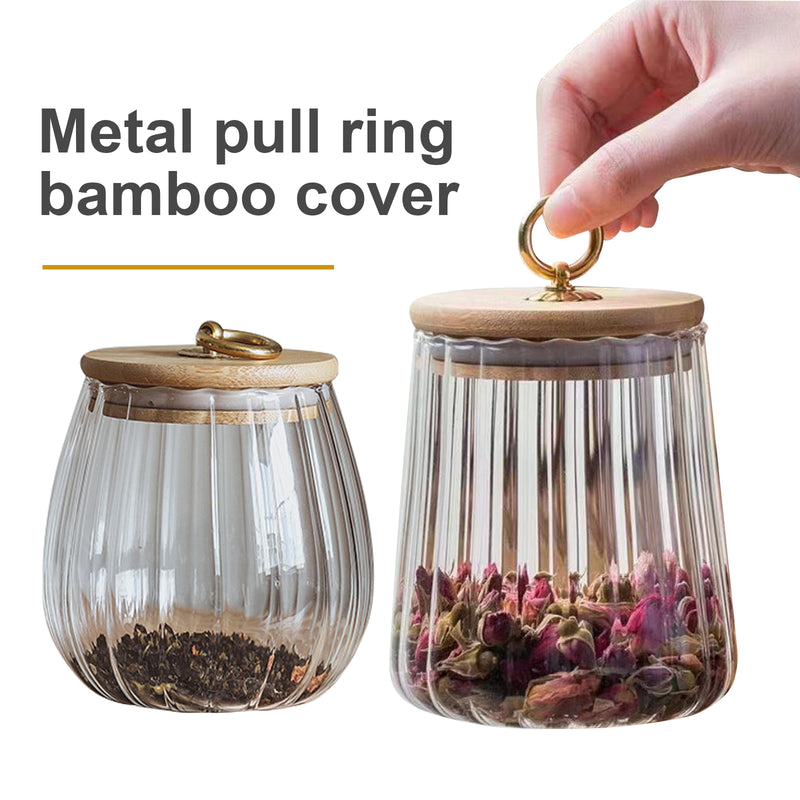glass storage jars with bamboo lid, view 5 - MRSLM
