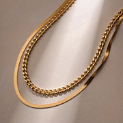 Double layer Cuban chain necklace, view 6 - MRSLM