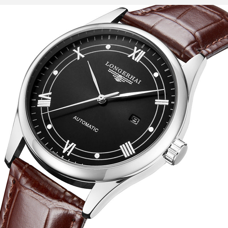 Men's leather strap quartz watch, view 5 - MRSLM