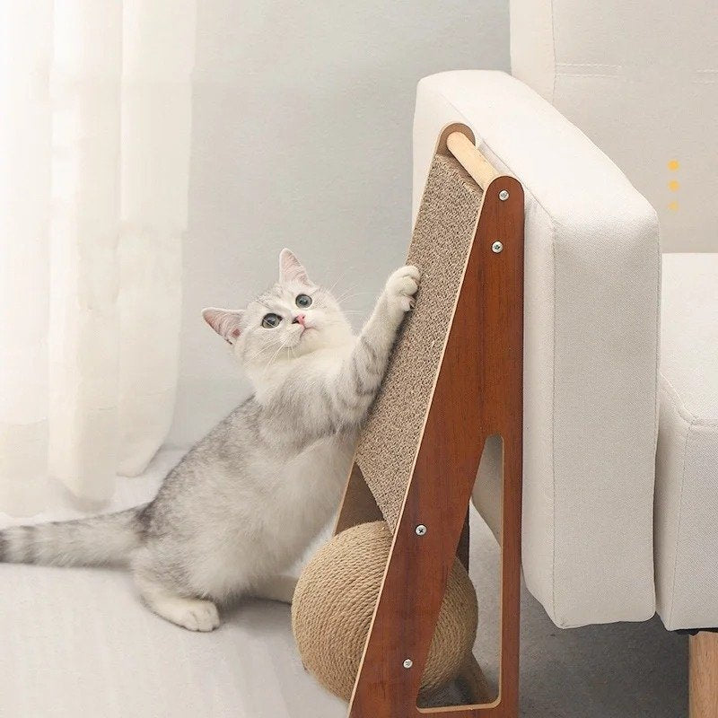 Detachable cat scratching board with sisal rope ball, view 3 - MRSLM