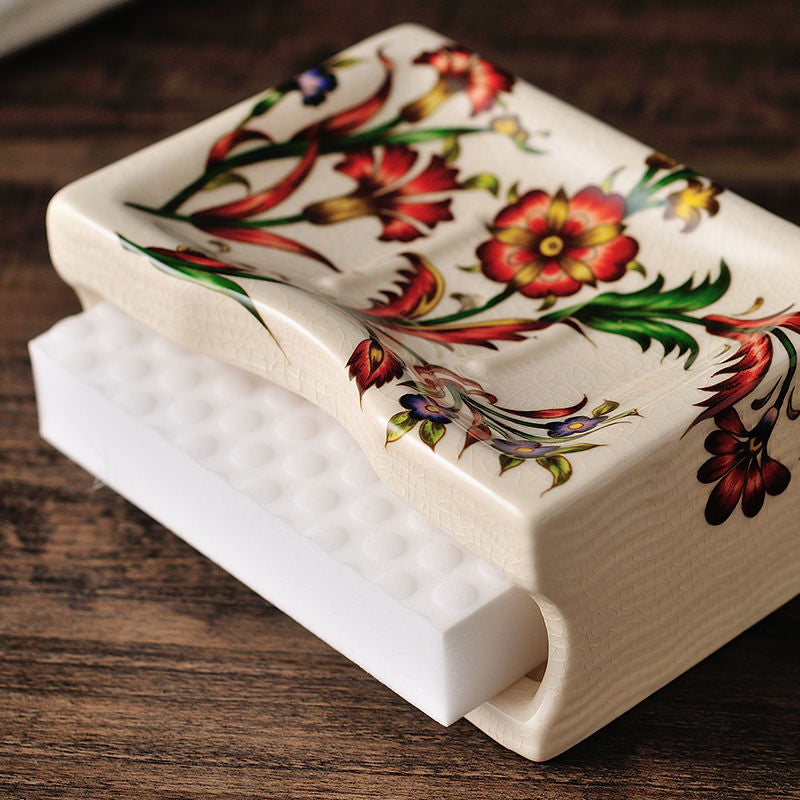 european ceramic soap box with double drain, view 7 - MRSLM