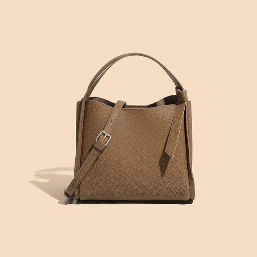 soft leather shoulder bag with scarf, view 6 - MRSLM