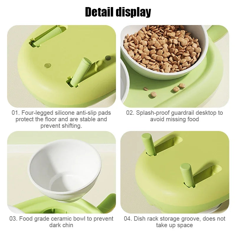 stainless steel double bowl pet feeder, view 10 - MRSLM
