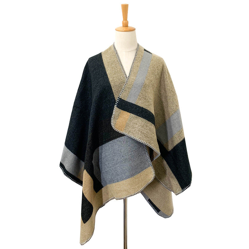 thick plaid shawl, view 7 - MRSLM