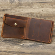 Men's crazy horse leather trifold wallet, view 6 - MRSLM